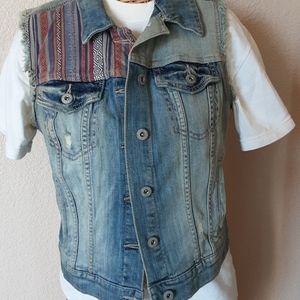Vintage Distressed Jean Vest